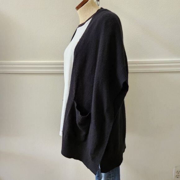 Halogen black Cardigan 100% Cashmere One Size - Picture 7 of 11